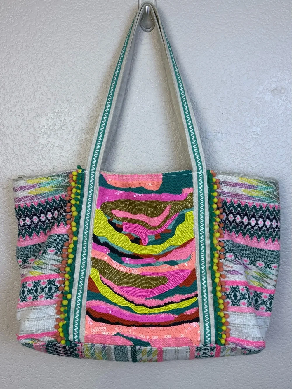 America & Beyond • Daphne Embellished Multi-Colored Hand Beaded Tote